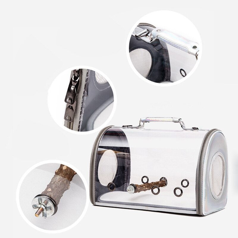 Bird Carrier with Stand Perch Portable Bird Travel Cage Breathable Parrot Transport Travel Bag Go Out Backpack for Small Animals