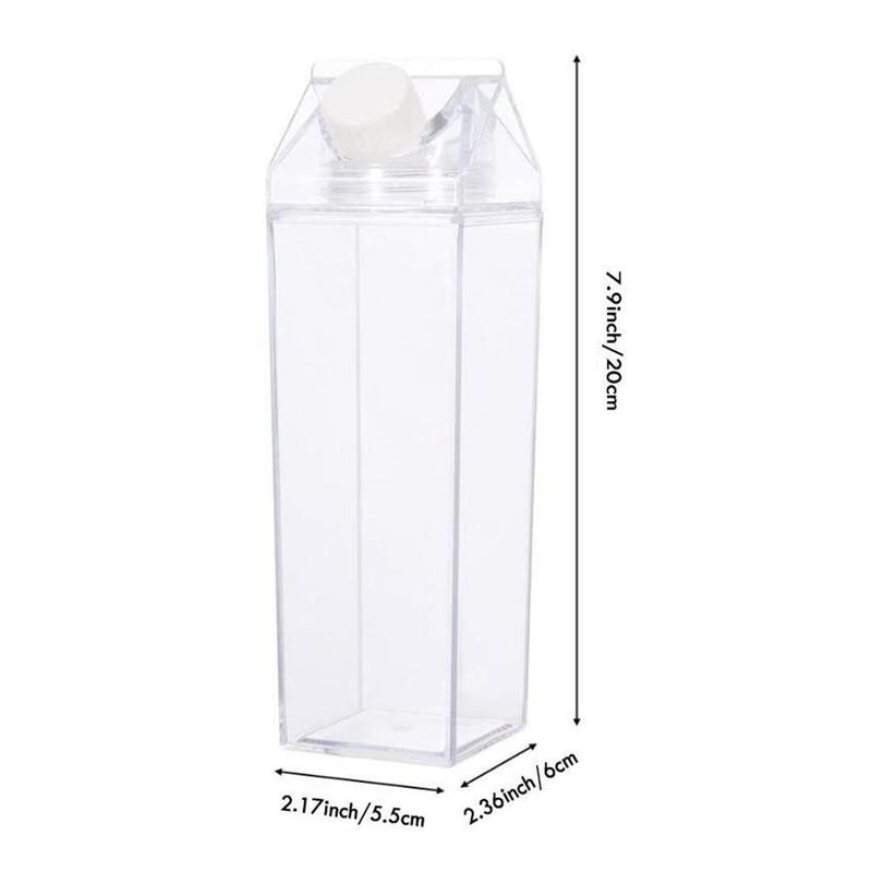 Botella de agua transparente de 500ml, botella cuadrada para zumo de leche, deportes al aire libre, escalada, Camping, viaje