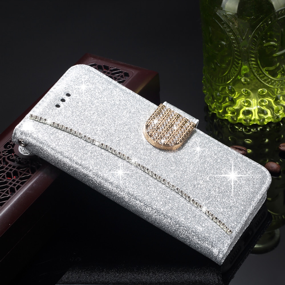 LAPOPNUT Wallet Flip PU Leather Case for Iphone 11 Pro Xs Max Xr X 7 8 Plus 6 6s 5 5s SE Bling Glitter Cover Card Holder Pockets