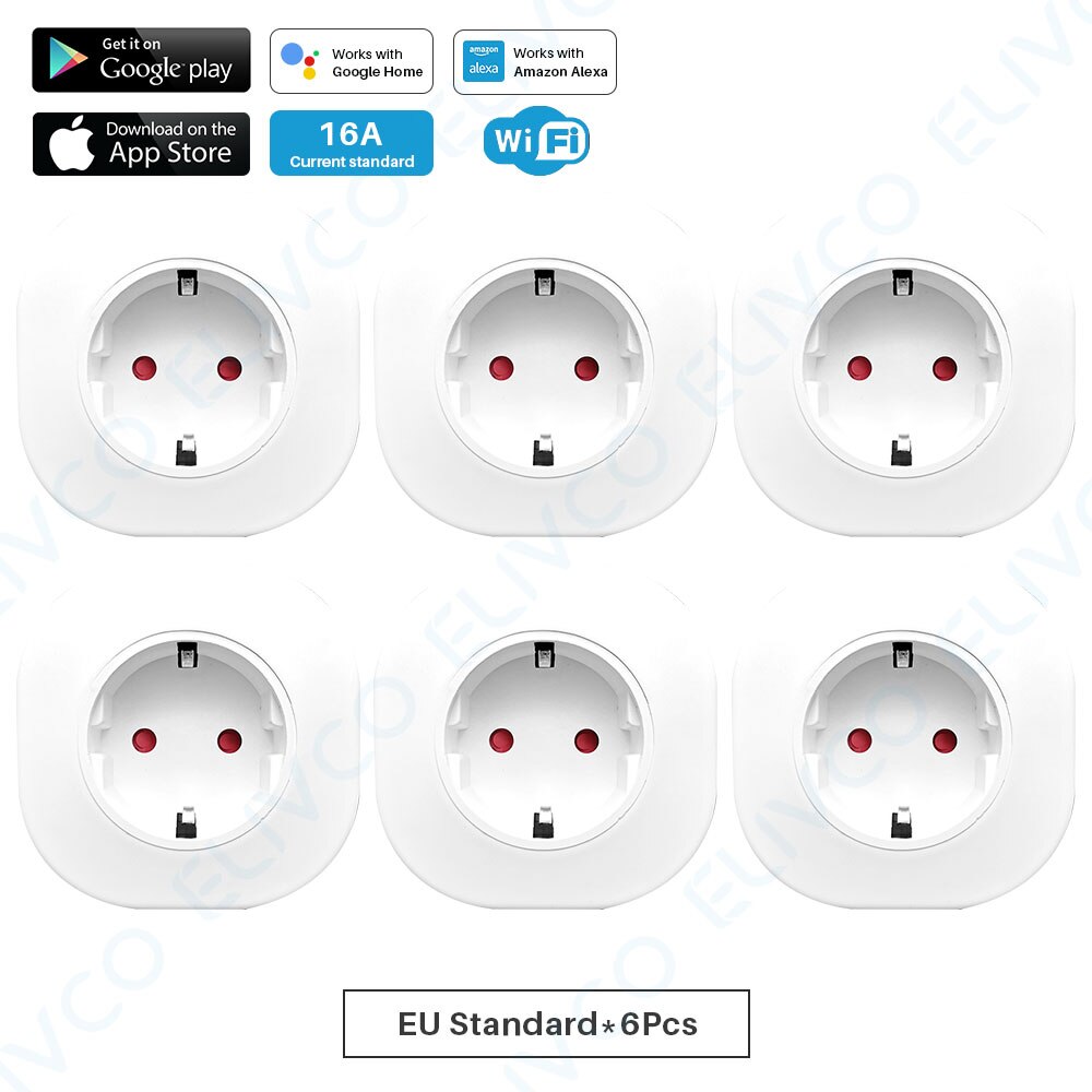 WiFi Smart Plug EU Adapter 16A Tuya APP Remote Voice Control Steckdose Timing Funktion Arbeitet Mit Alexa Google Assistent