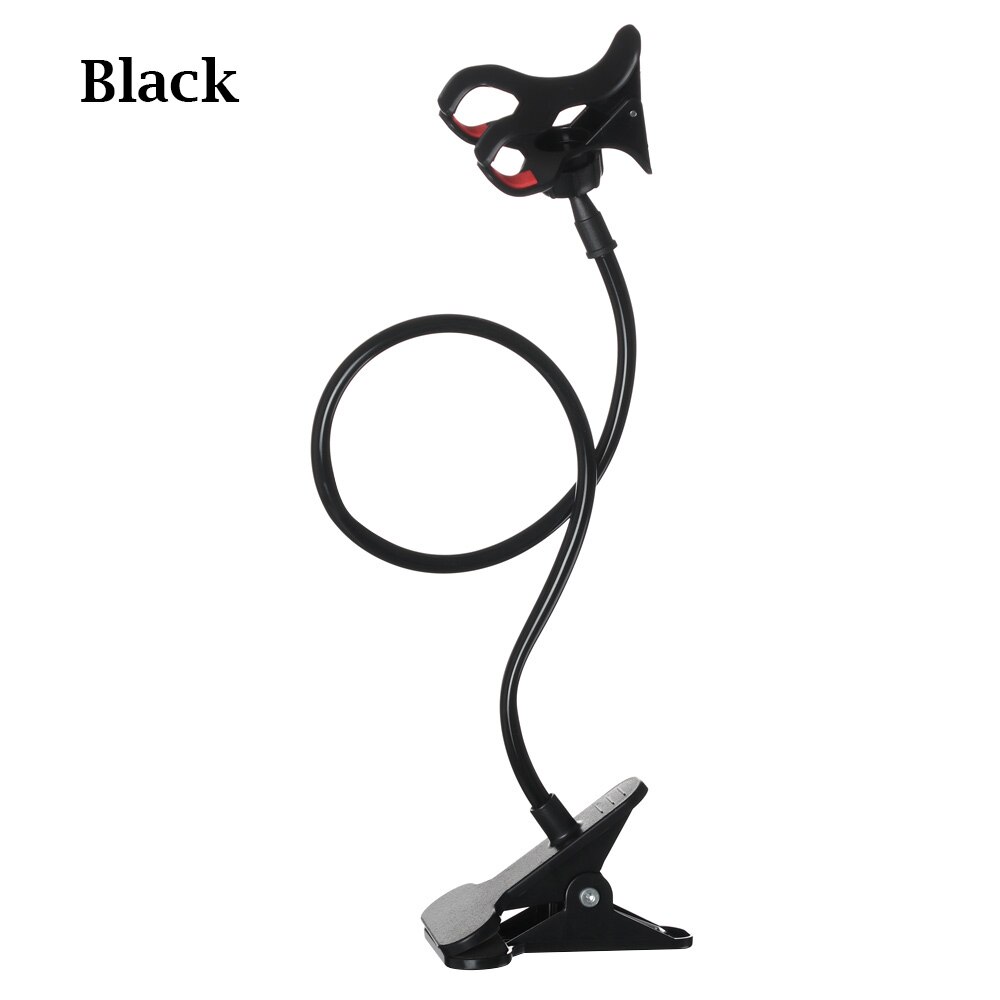 Mount Stand 360° Rotating Plastic Mobile Phone Stand Clamp Bed Desk Lazy Holder Flexible Arm Mobile Phone Rack: Black