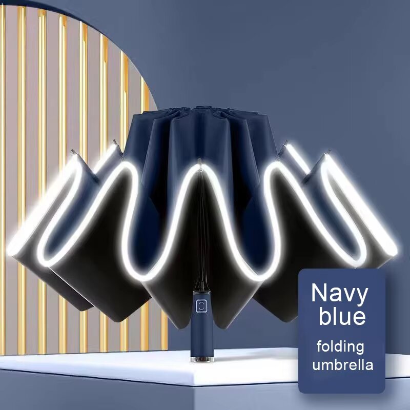 Ombrello automatico Antivento Leggero Forte compatto Protezione UV Ombrelli da viaggio antipioggia Ombrello zaino pieghevole: Blu