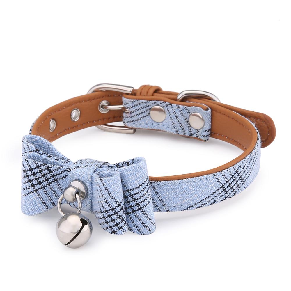 Collar de pu para mascotas, pajarita para perro, collar con campana para gato, rayas, estilo de caballero, 4 colores, collar ajustable para mascotas, producto