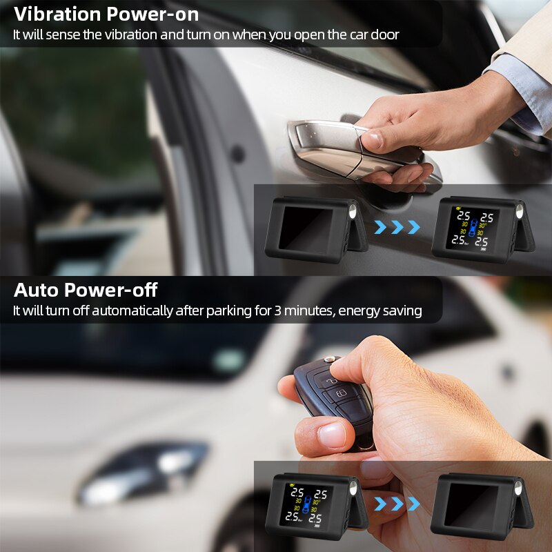 JMCQ TPMS Solar- Energie Reifen Druck Überwachung System mit 4 Sensoren LCD Echt-zeit Anzeige Auto Reifen Druck Auto Alarm System