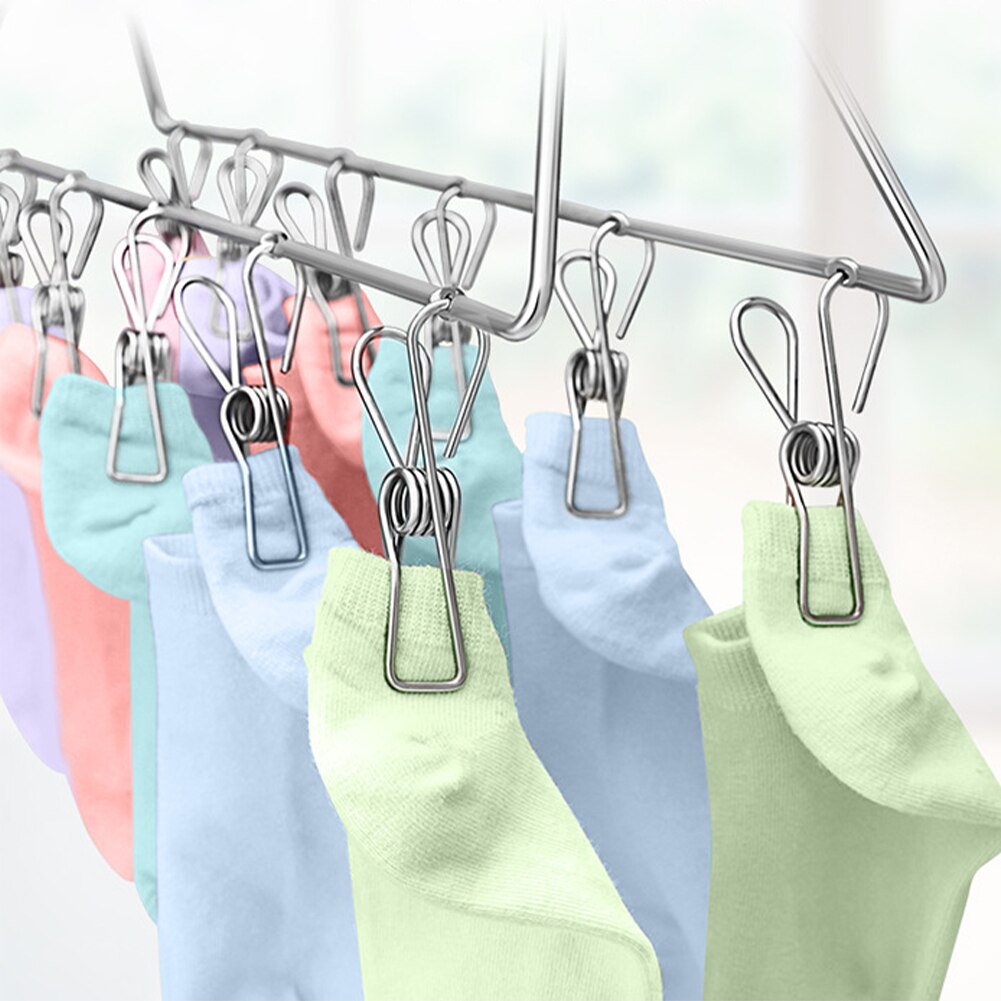 100pcs Hanging Clips Indoor Outdoor Photo Paper Spring Loaded Non Slip Stainless Steel Clothes Peg Space Saving Rustproof