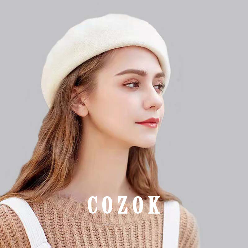 Cappelli da donna eleganti berretto da donna cachemire peloso morbido artista francese berretti berretto inverno donna elegante cappello da pittore di lana solido