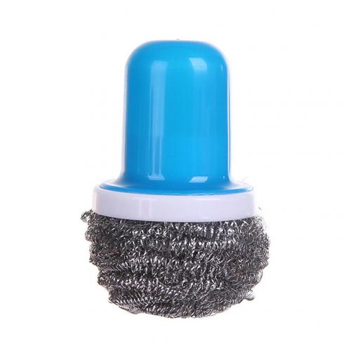 Håndtere hjemmekøkken rustfrit stål wire kugle gryde opvask børste vask skrubber: Blå