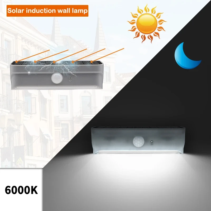 Sensor solcellelampe led udendørs vandtæt havelampe solcelledrevne væglamper trappehegn udendørs væglamper verandalampe 2w stk.: Hvid