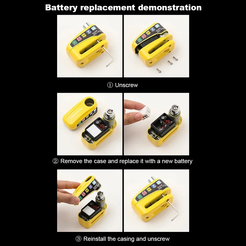 Motorcycle Alarm Wheel Disk Brake Lock with Keys Bicycle Alarm Disc Brake Electric Lock Anti Theft for Bicycle Motor Scooter