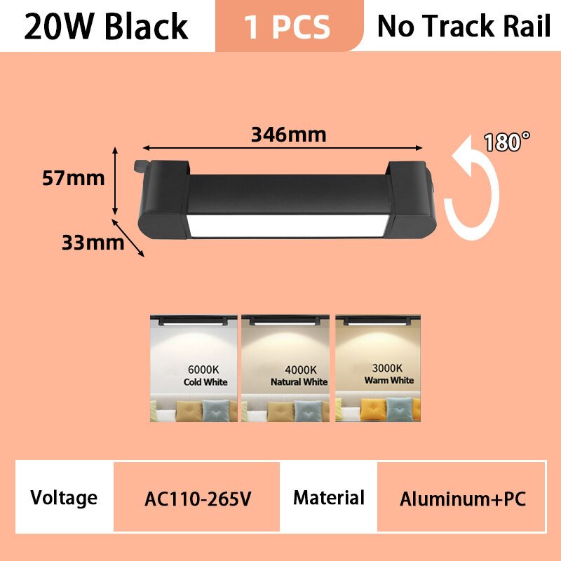 LED Track Light Set para decoração de casa, lâmpada de trilha magnética, iluminação Spotlight, loja de roupas, 85-264V, 20W, 30W