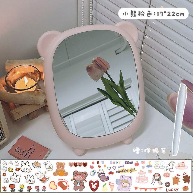 Ins-Espejo de maquillaje con forma de oso para chica, accesorio decorativo para dormitorio de estudiantes, escritorio, princesa: 04