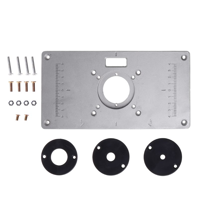 700C Aluminum Router Table Insert Plate + 4 Rings Screws For Woodworking Benches