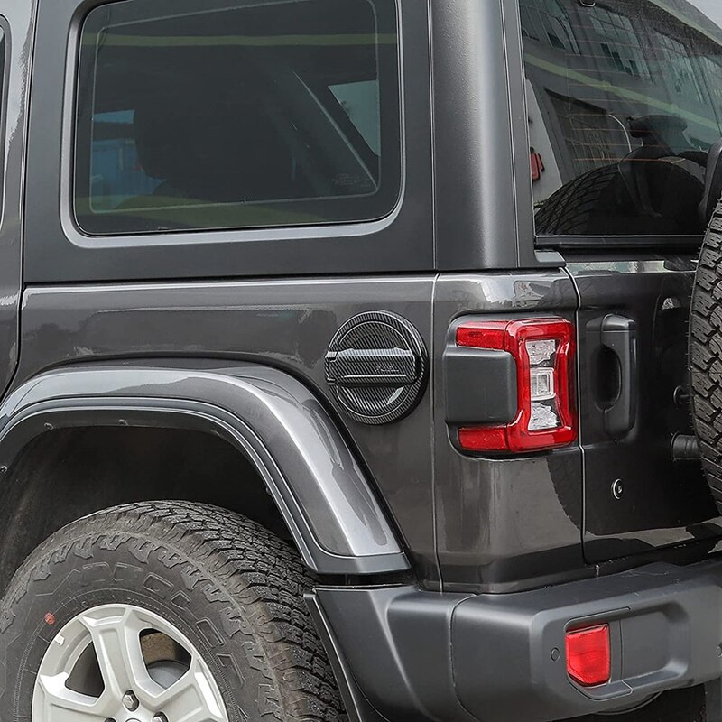 Gas Cap Cover Trim Fuel Tank Cover ABS Decoration Kit For Jeep Wrangler JL Accessories (Carbon Fiber)