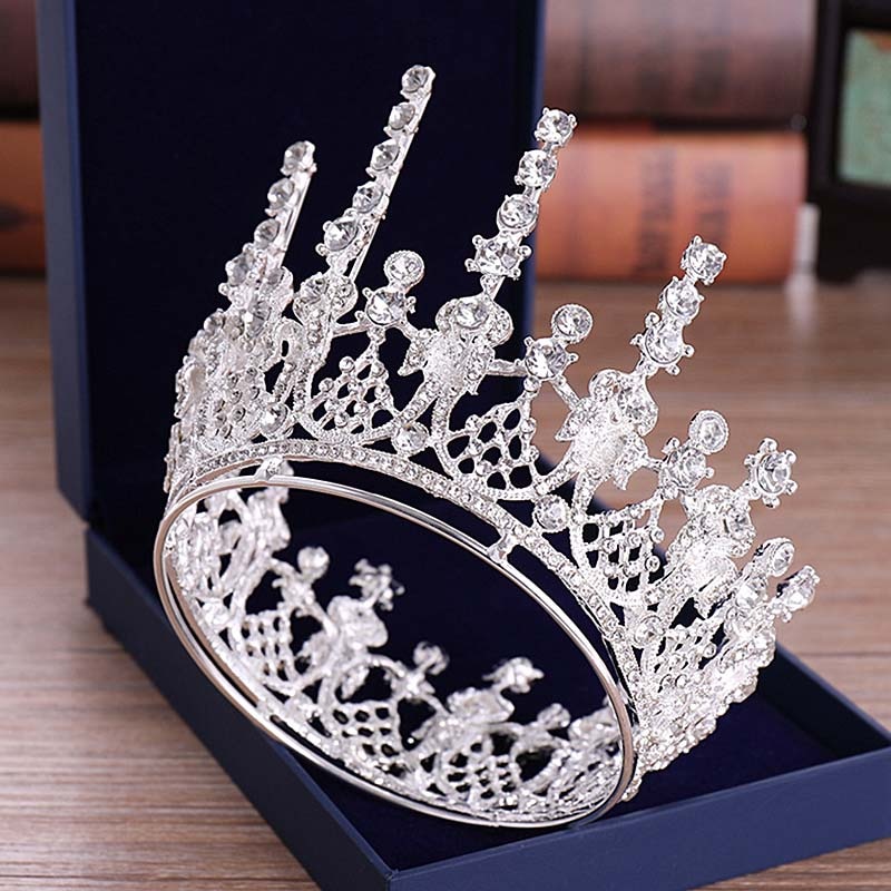 Forseven Volledige Cirkel Ronde Tiara En Kroon Rhinestone Crystal Diadem Bruid Coronale Hoofddeksel Haar Sieraden Accessoires Jl