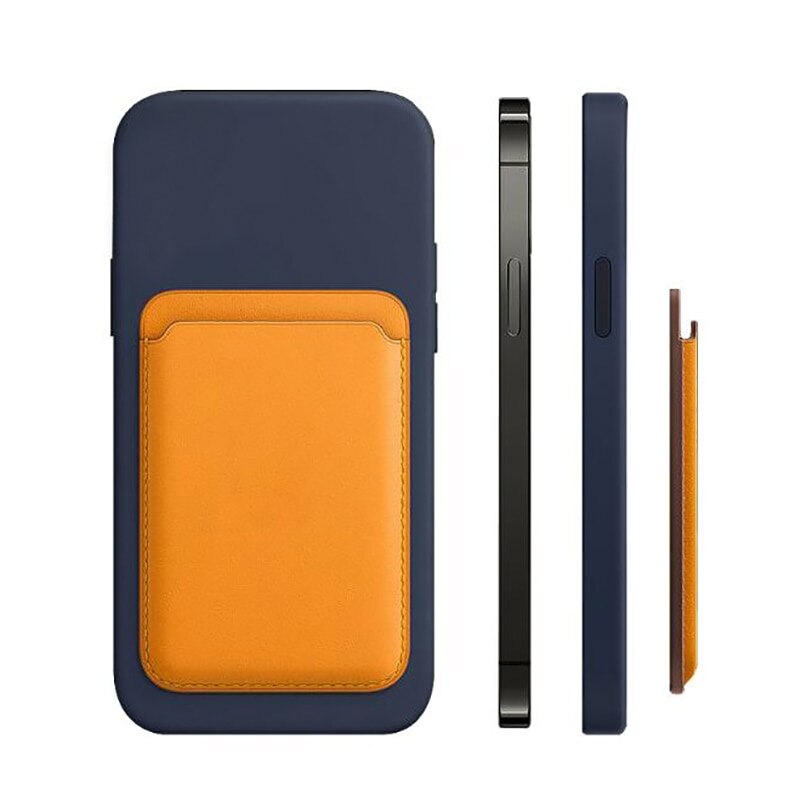 1Pc Magnetic Wallet Card Holder Luxury Leather Magnetic Pouch For Phone