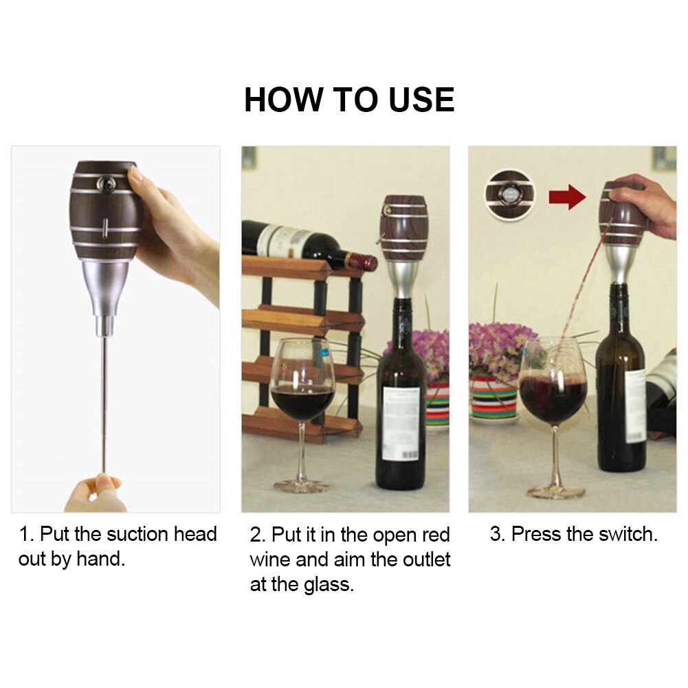 Decantador eléctrico de plástico para la familia, máquina de aireador inteligente, vitrina de vino, portátil con pilas, fácil de limpiar, cocina, barra duradera