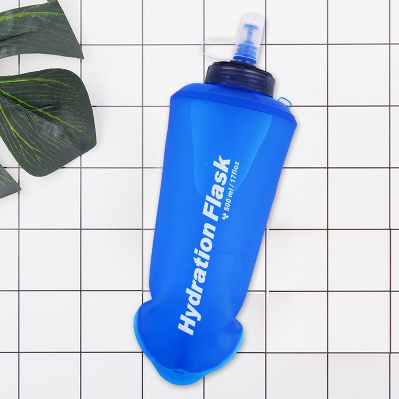 500ml Foldable Drinking Water Bottle Bag Pouch Outdoor Hiking Camping Water Bag Soft Flask Squeeze for Running Cycling