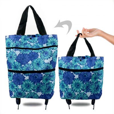 Sac de courses pliable, chariot de courses, achat de nourriture, sac sur roues, sac de légumes, organisateur de Shopping, sac Portable, paquet de traction: orchid S
