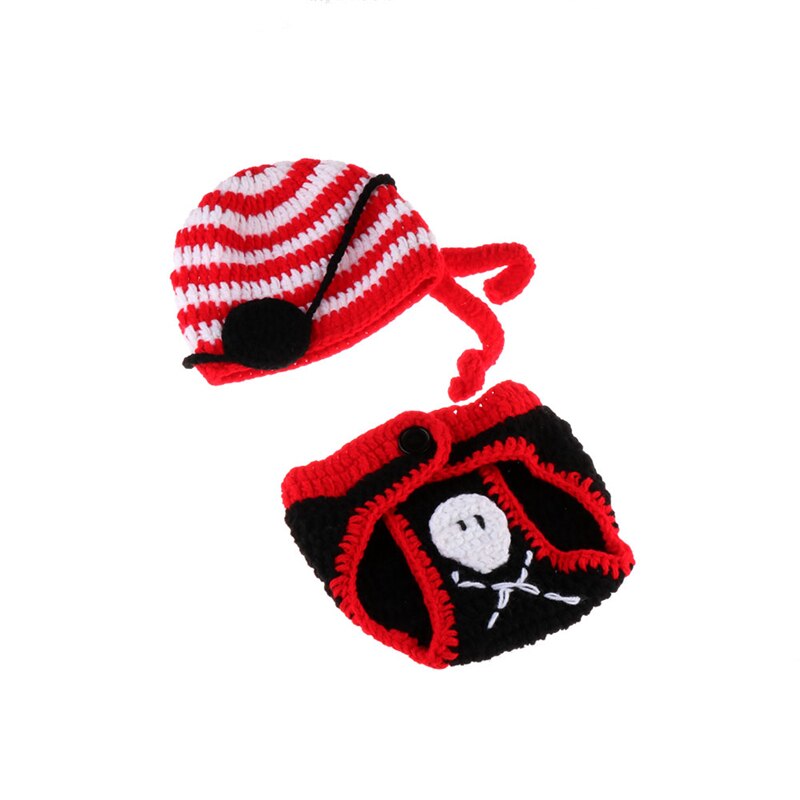 Moeble-vêtements Pirate pour -né | Accessoires de photographie, ensemble chapeau et couches en Crochet, Costume de bébé fait à la main: Default Title