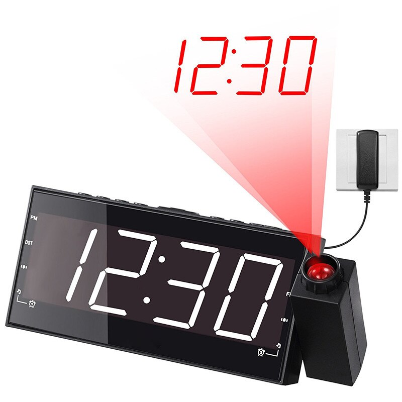 USB Digitale Projektion Wecker nasser Bahnhof Temperatur Schreibtisch Zeit Datum Anzeige Projektor Kalender aufwachen hoch Tisch LED Uhr: Stil F Weiß