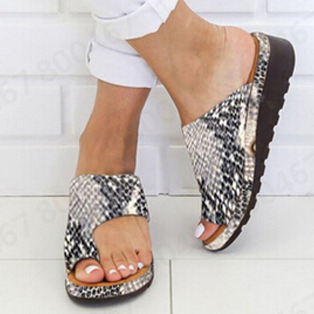 Gøre mit bedste forbruger peave Damesko behagelig platform flad sål damer afslappet blød storetåfod  ortopædisk bunion sandal kiler sko til kvinder – Grandado
