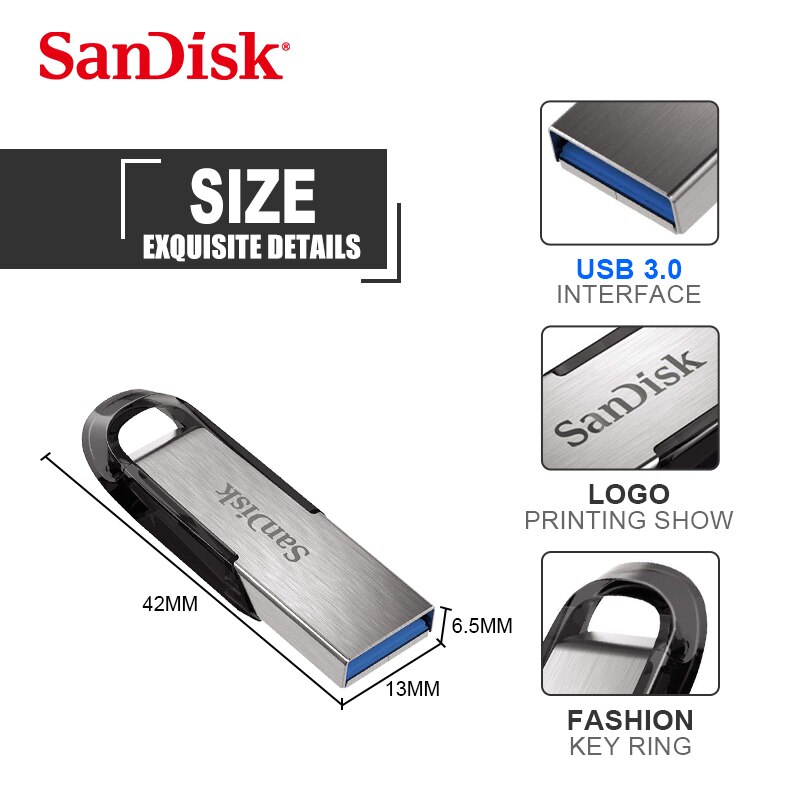 Original SanDisk Ultra Flair USB 3.0 Flash Drive 16gb 32gb 64gb Memory Stick 128gb 256gb Key Pen Drive U Disk For PC