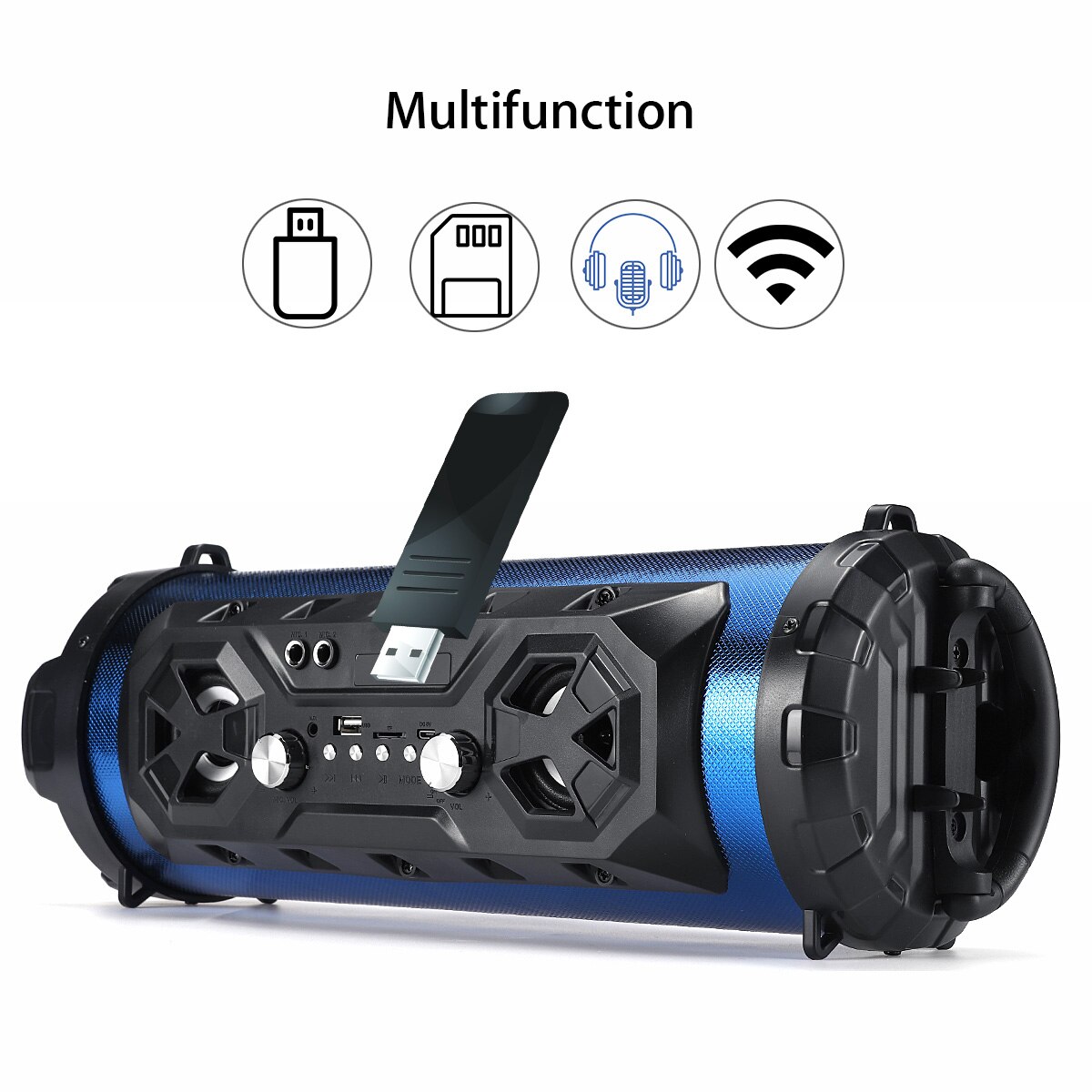 20W Hifi Portable Bluetooth Speaker Outdoor Handsfree Tf Fm Aux-In Super Bass Speaker Soundbar Met Telefoon Houder met Mic