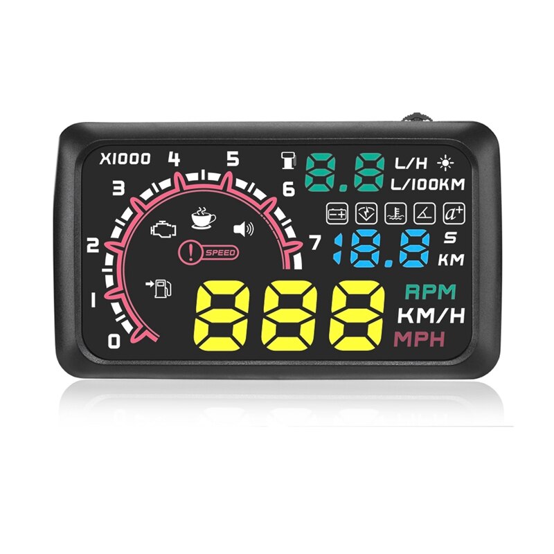 Multi-función de 5,5 pulgadas Hud Head Up Display velocidad combustible advertencia parabrisas Sistema de proyector con Obd2