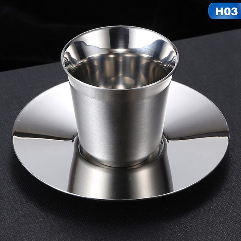 Jeu de 2 tasses expresso à Double paroi | Ensemble de tasses expresso en acier inoxydable, tasses à café isolées, faciles à nettoyer, 51-100ML: H03