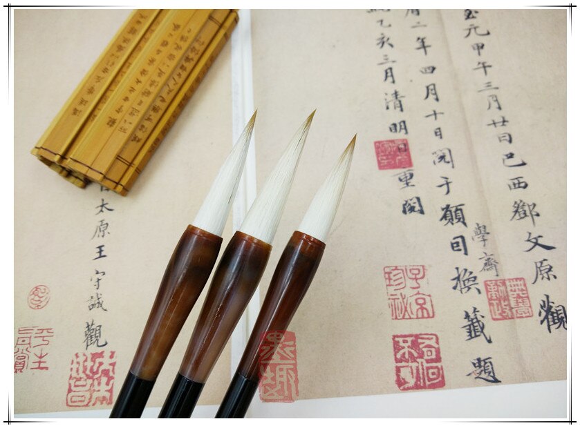 3pcs Chinese calligraphy pen set resin barrel multiple hairs brush pen Chinese ink traditional Chinese painting calligraphy pen