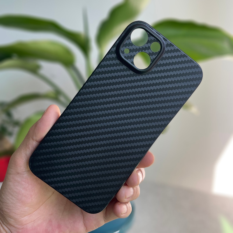 Ultradünne pc-hülle mit carbonfaser-aufbringen für iphone 13, 12 Profi max, Mini , 11 Profi max , 8, 7 Plus, x, xs, xr – objektivschutz