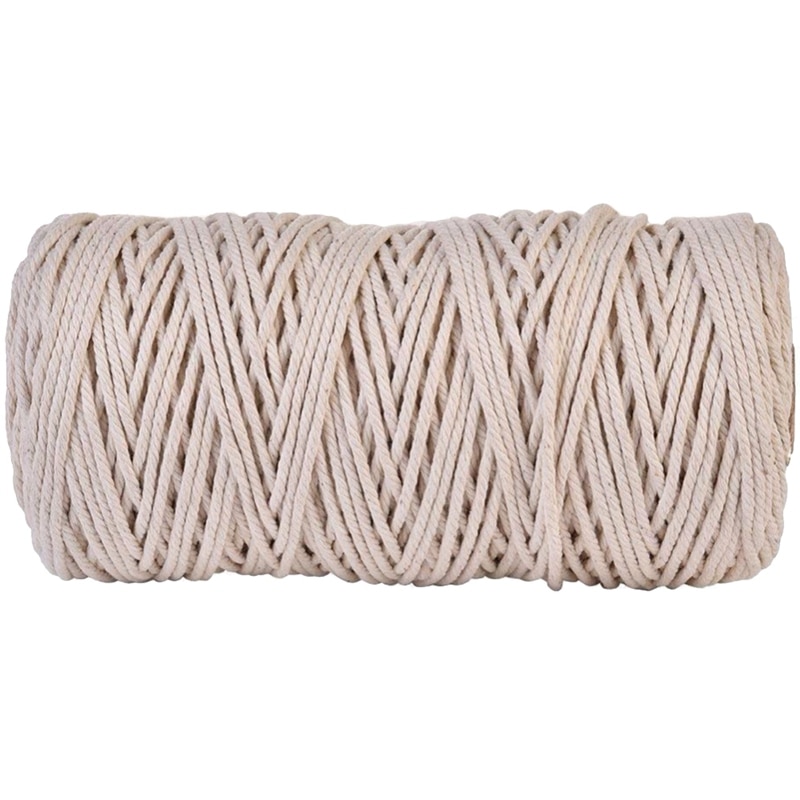 3Mm X 200M Natuurlijke Handgemaakte Katoenen Koord Macrame Garen Touw Diy Muur Opknoping Plant Hanger Craft String Breien