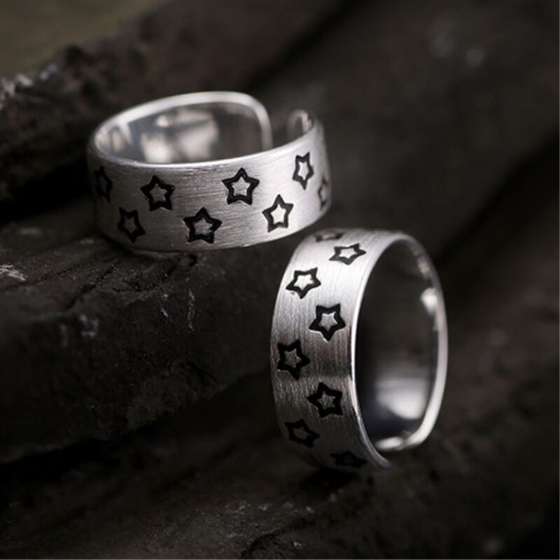 Rysunek gwiazda 925 srebro słodki temperament świeży dziki osobowość moda kobieta Resizable pierścienie otwierające SRI143