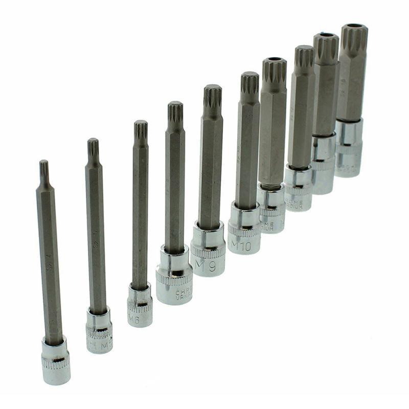 10PCS XZN Triple Vierkante Spline Bit Socket Set 1/4 "3/8" 1/2 Tamper Proof Lange Bereiken Machine Reparatie auto Reparatie Professionele Tool