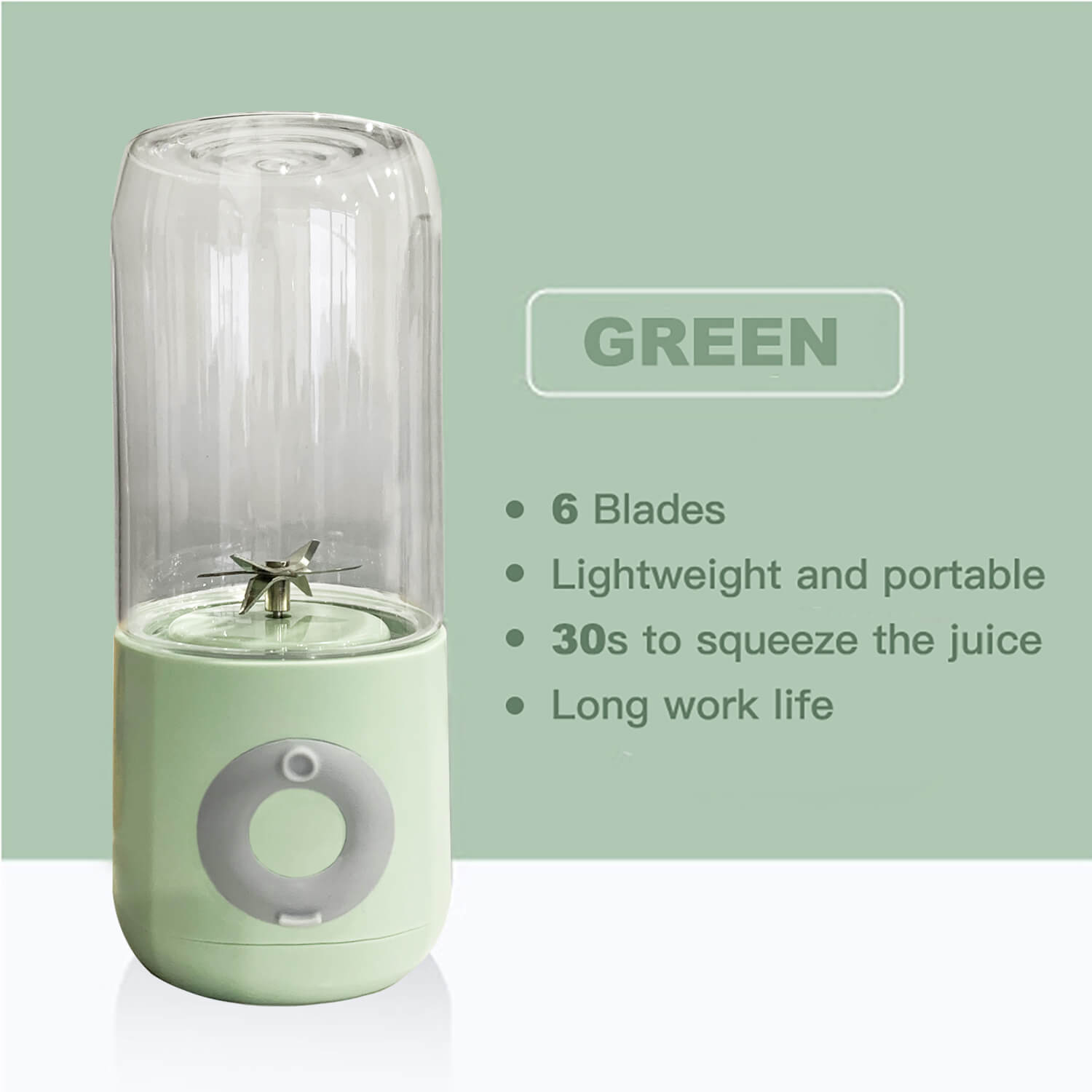 500ml 6 Cutter Mini Portable Juicers USB Electric Mixer Fruit Smoothie Blender For Machine Food Processor Maker Juice Extractor: Light Green