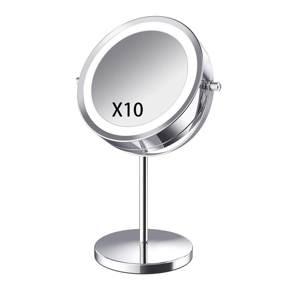 Makeup Vanity Mirror With 10X 5X Lights LED Lighted Portable Hand Cosmetic Magnification Light Up Mirrors VIP: 10x