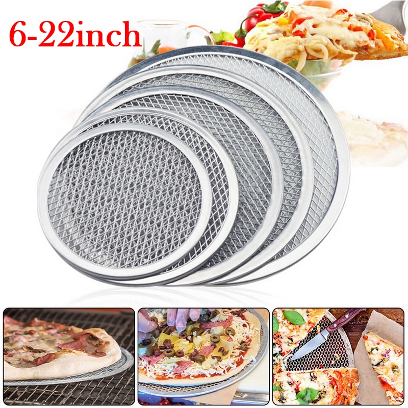 Non stick Pizza Screen Pan Baking Tray Metal Net Seamless Aluminum Metal Net Bakeware Kitchen Tools Pizza 6-22inch