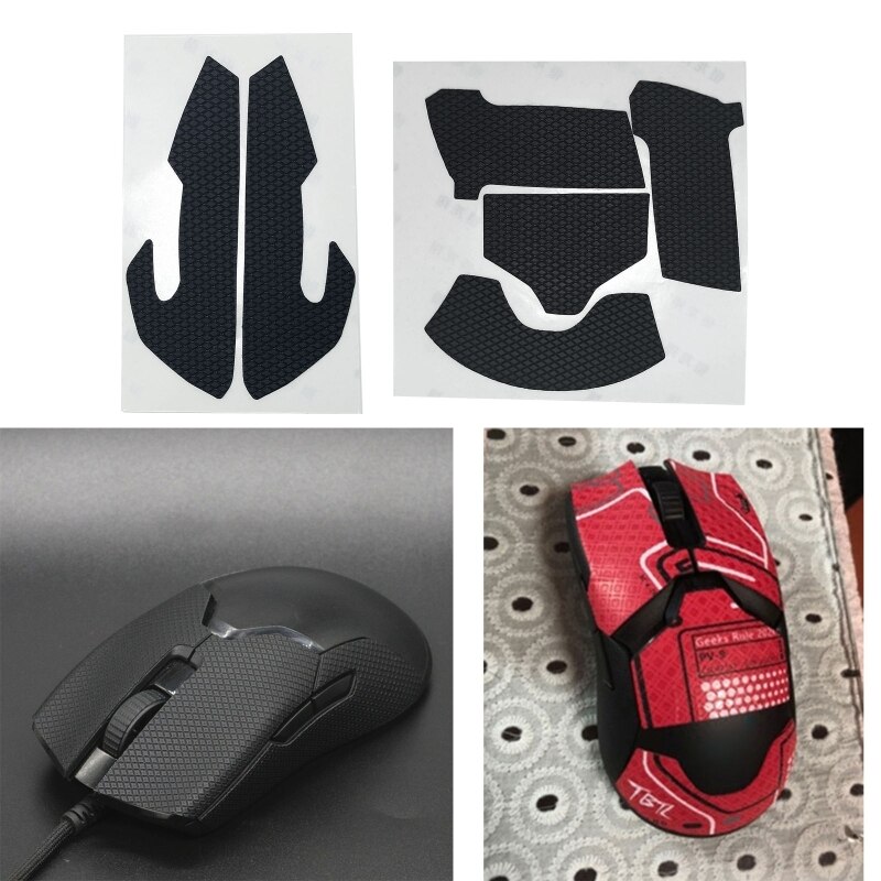 Juego de almohadillas laterales para ratón razer Viper Ultimate, pegatinas para Botón izquierdo y derecho, bordes curvos, agarre de silicona, 1 ud.