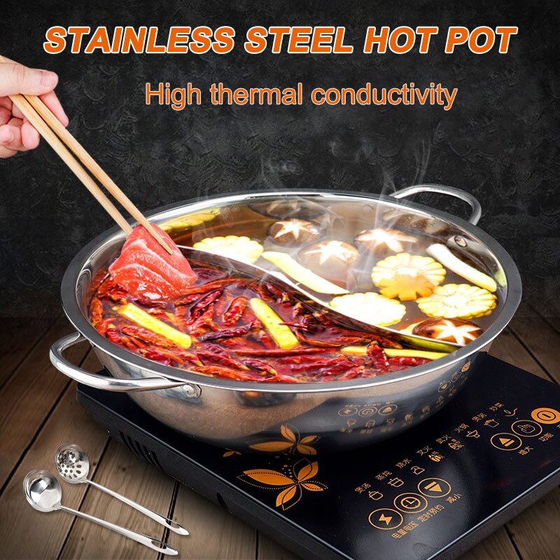 Pot Stainless Steel Twin Divided 2 Handle Cooking Pot Cooking Supplies GQ999