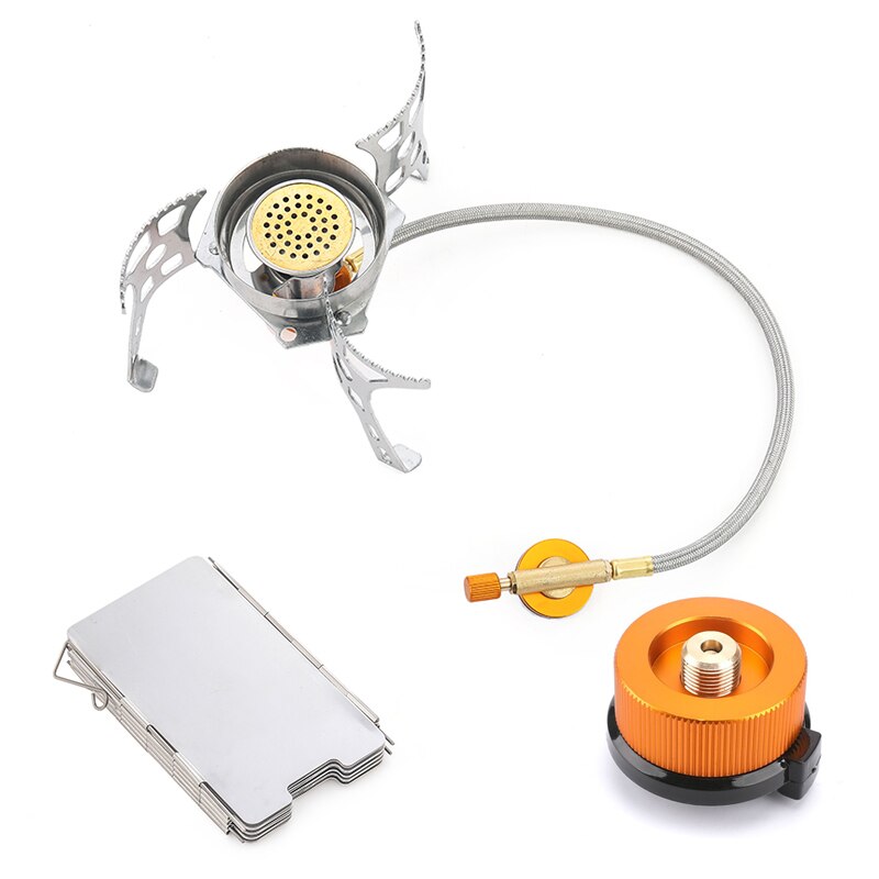 outdoor camping stove head blue fire copper core windbreak stove portable split gas stove Fierce stove hiking cookstove: set 3