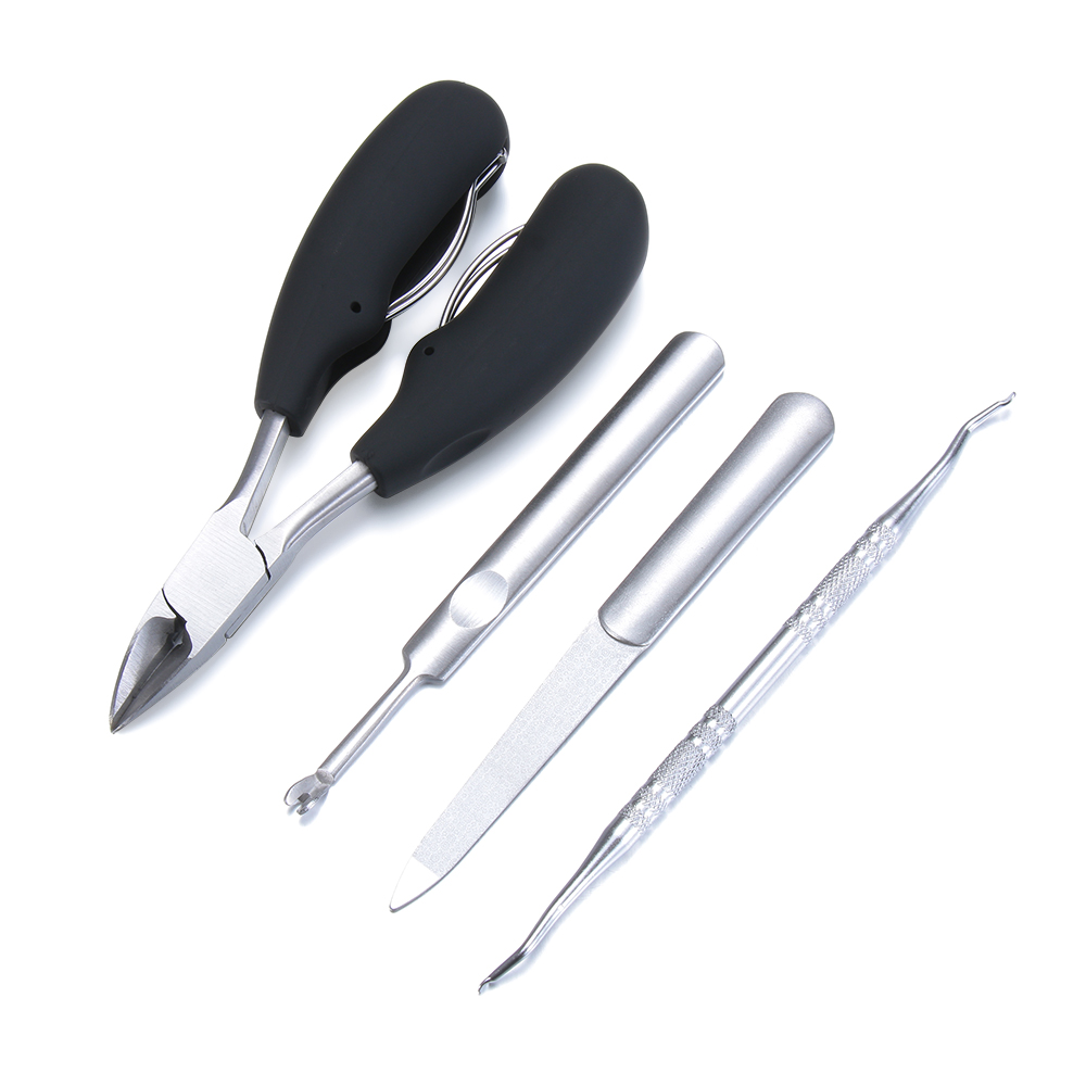 4Pcs/Set Rubber Handle Nails Stainless Toenail Clippers Nail Cutter For Thick Ingrown Nail Nippers Clipper Manicure Salon Tool
