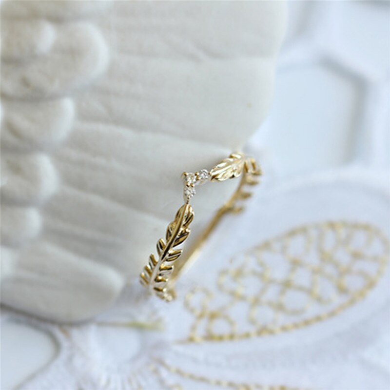 Wheat Rings Golden Finger Ring for Women Peace Symbol Party Rings Female Plant Jewelry bijoux femme