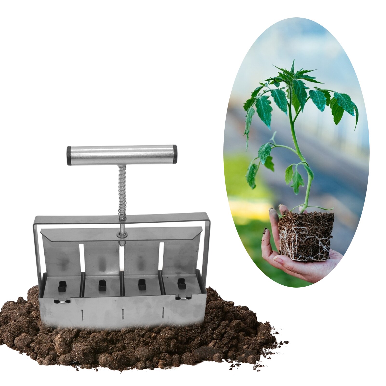 Transplantador de herramientas de suelo para jardín al aire libre, con agarre cómodo, vegetales, frutas, tapón relajante Manual, ergonómico para plántulas