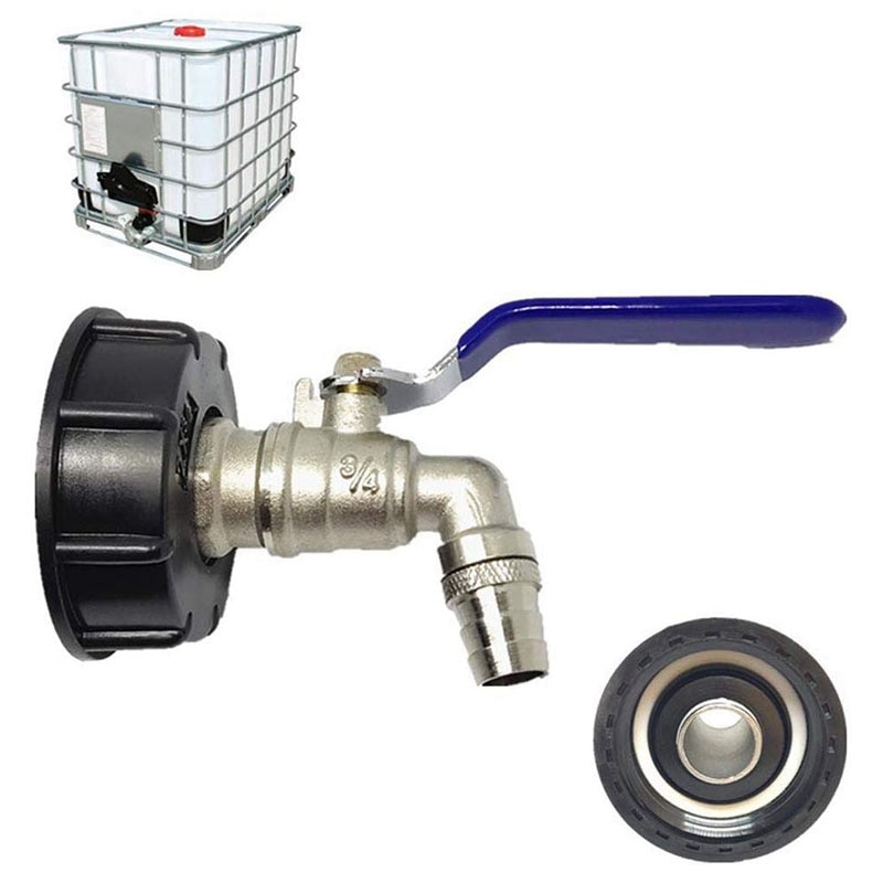 ¡Novedad! IBC, salida de bola, tanque de 3/4 pulgadas, adaptador de drenaje de alimentaria, tanque de 1000L, válvula de manguera de latón para contenedor de agua de lluvia, grifo