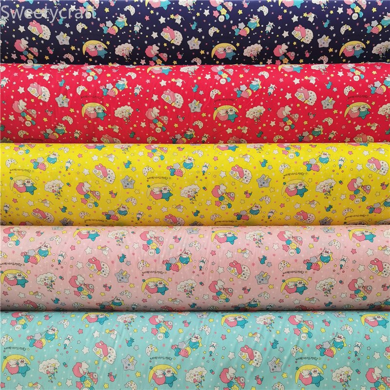 160X50Cm Moon Star Gedrukt Katoen Stof Door Halve Meter Diy Naaien Baby Beddengoed Patchwork Quilt Pop jurk Handgemaakte Craft