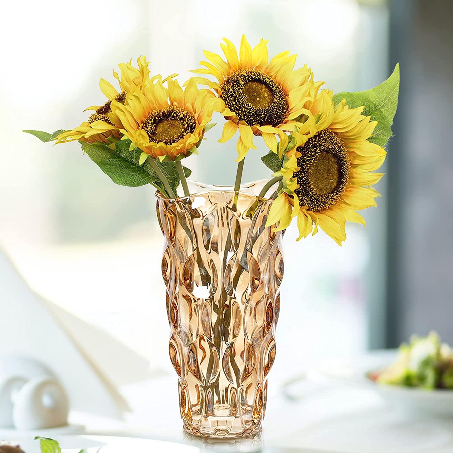 Bohemian Stijl Glazen Vaas 24.5Cm Grote Kristallen Vazen Voor Bloemstuk Voor Thuis Woonkamer Badkamer Keuken Tafelblad Decor