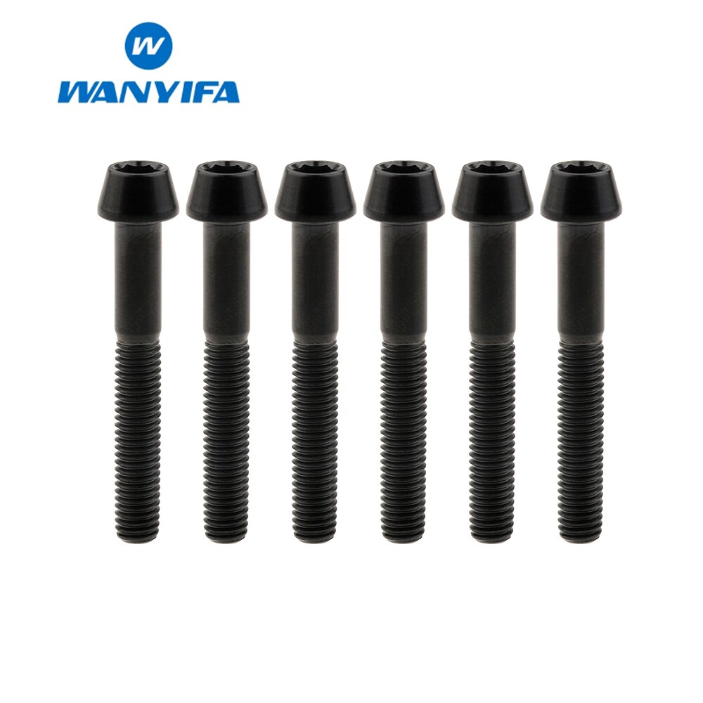 6PCS M5 Titanium Ti Bolts M5X25 30 35 40mm Inner Hexagon Tapered Head Bolt for Bike Bicycle Cycling Accessories Fastener Screws: M5x35 Black