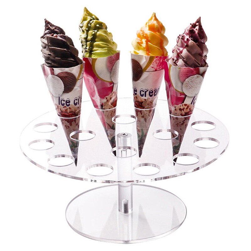 16 Hole Ice Cream Cones Holder Stand For Wedding Party Buffet Display Ice Cream Tool Ice Cream Holder Acrylic Cupcake