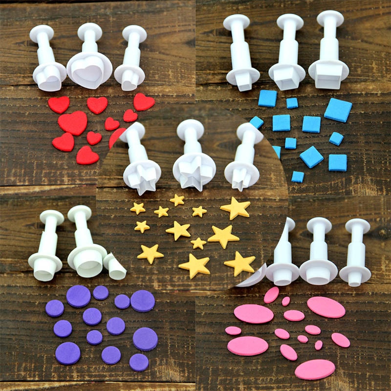 Mini blomster fondant udstikkere til kage dekorationsværktøj 3 stk/sæt geometri kage udstikker gør det selv spring stamper køkken bageværktøj