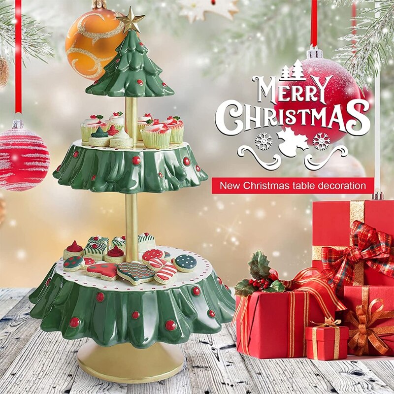 Snack Serving Stand Christmas Tree Shapes Bowls Snack Stands Dessert Stands Fruit Plates for Christmas Party Decorations